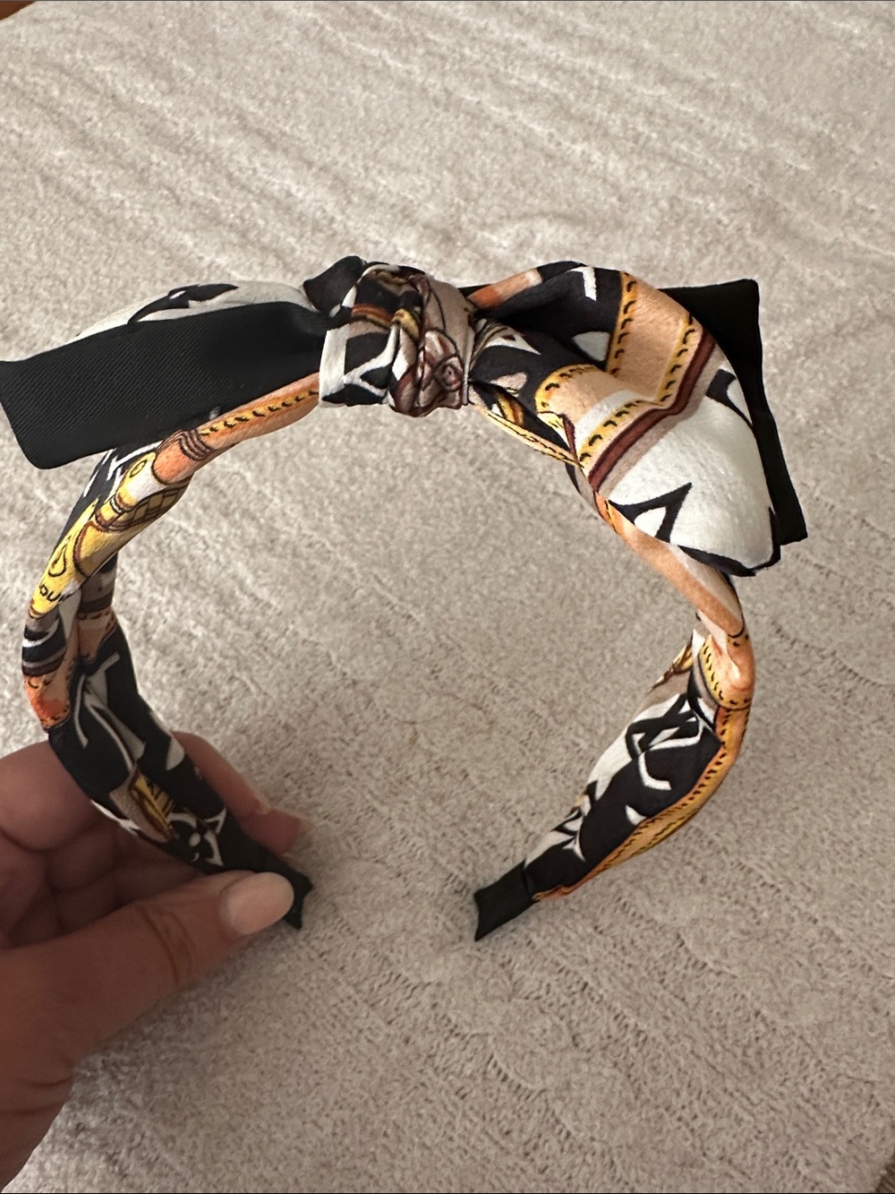 Black and Gold Patterned Knot Headband designer inspired bow